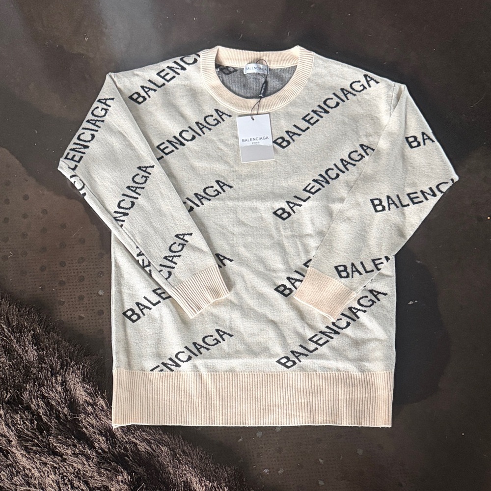Balenciaga Beige Crewneck Sweater